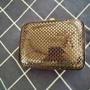 St John Vintage Black Metallic Woven Clutch